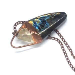 "Trepidation" Labradorite & Quartz Point Necklace